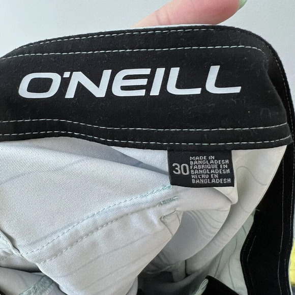 O'Neill Mens sz 30 Board Shorts Swim Trunks 10.5" inseam White Blue Striped - Picture 4 of 9